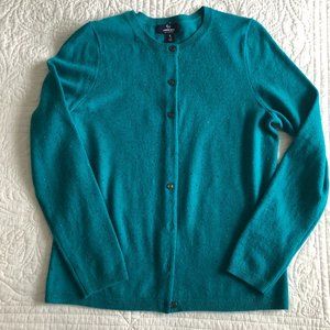 Lands End cashmere cardigan turquoise small